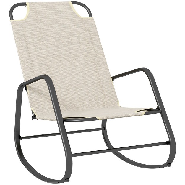 Outsunny Garden Rocking Chair Outdoor Indoor Sling Fabric Rocker For Patio Balcony Porch