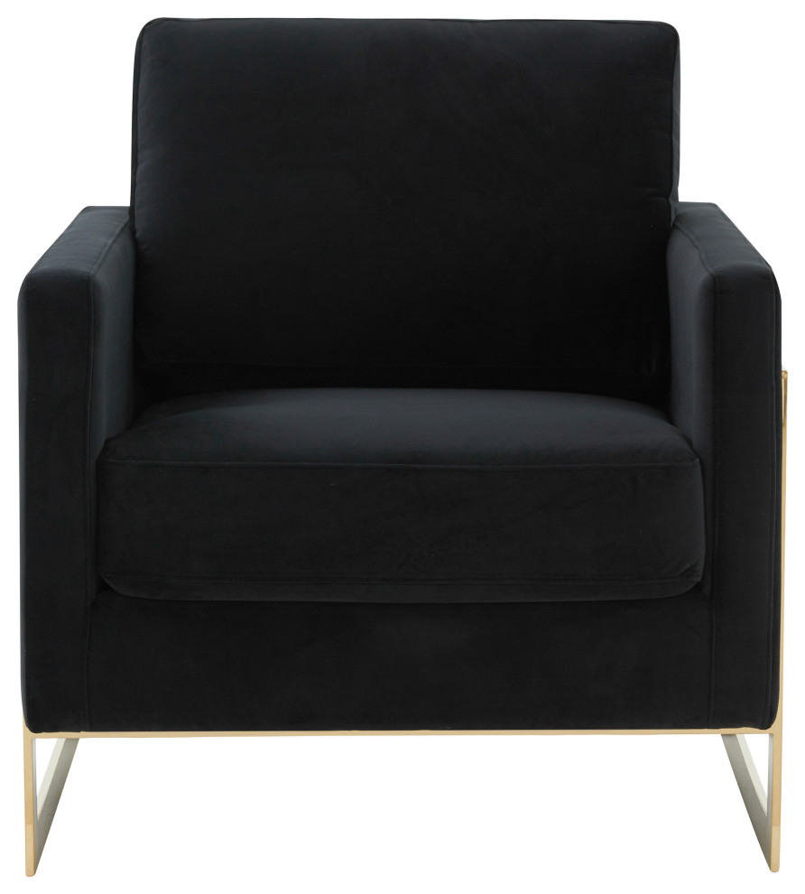 LeisureMod Lincoln Velvet Accent Arm Chair With Gold Frame   Contemporary   Armchairs And Accent Chairs   by LeisureMod  Houzz