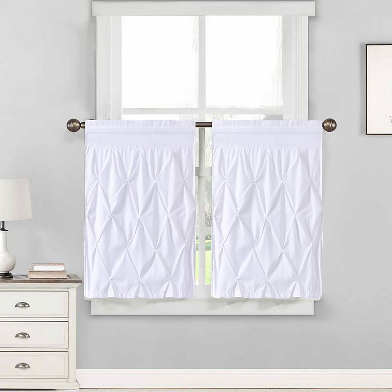 Sweet Home Hudson Pintuck Kitchen Window Curtain Tier Pair