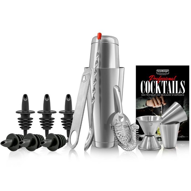 Nutrichef 15 amp 30oz Mixology Bartender Cocktail Shaker Set Stainless Steel 15 Piece Set