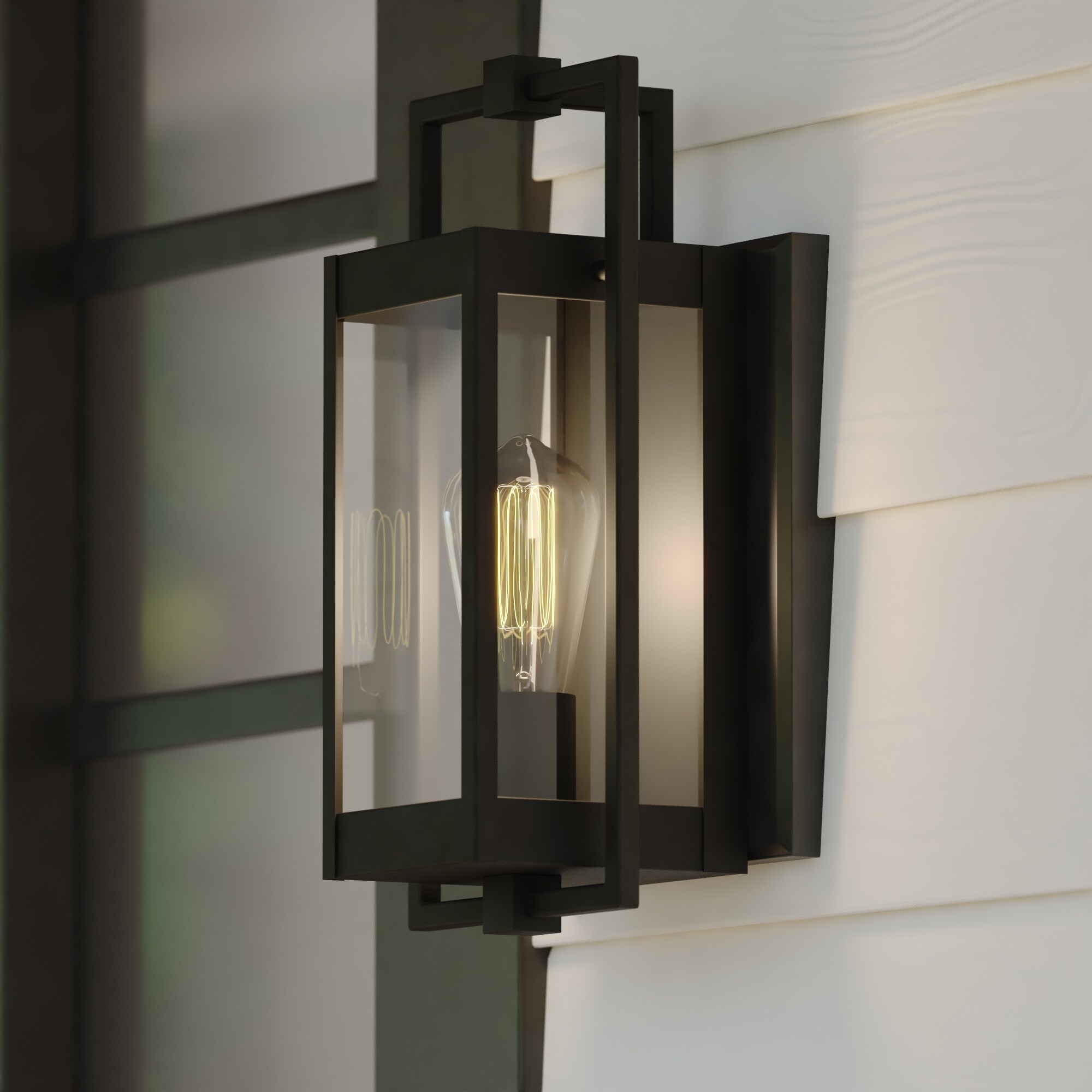 Sheridan Matte Black Contemporary Indoor Outdoor Wall Lantern Light Fixture with Clear Glass Shopping - The Best Deals on Outdoor Wall Lanterns | 41750993