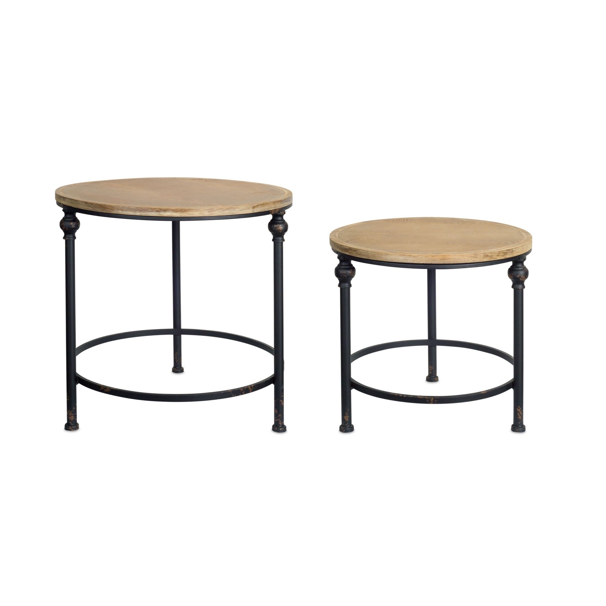 Set of 2 Metal and Wood Sleek Table 22”