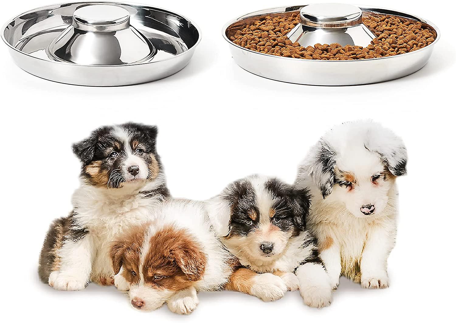 Dog Bowl And Feeder Stainless Steel Puppy Bowls， Set Of 2 Puppy Feeders， Dog Food And Water Bowl， Food Weaning For Small Medium Dogs， Pets， S