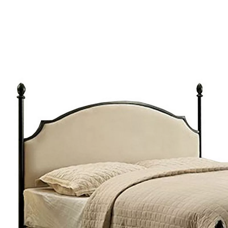 Transitional Full Size Bed with Ball Finials， Black