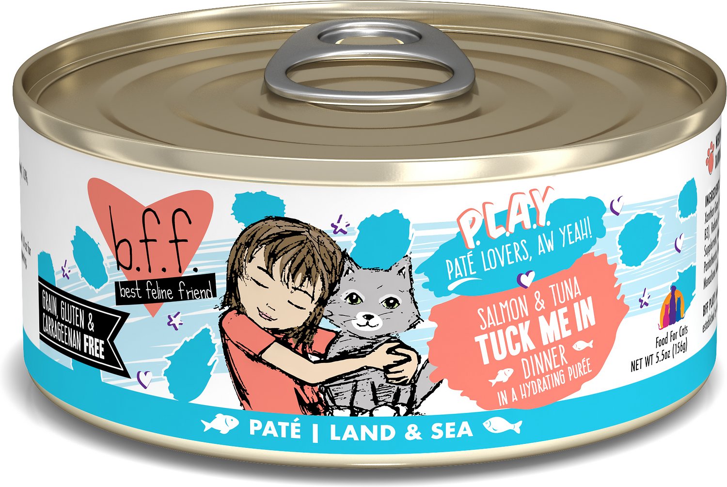 Weruva Cat BFF Play Pate Lovers Salmon and Tuna Tuck Me In Dinner In A H