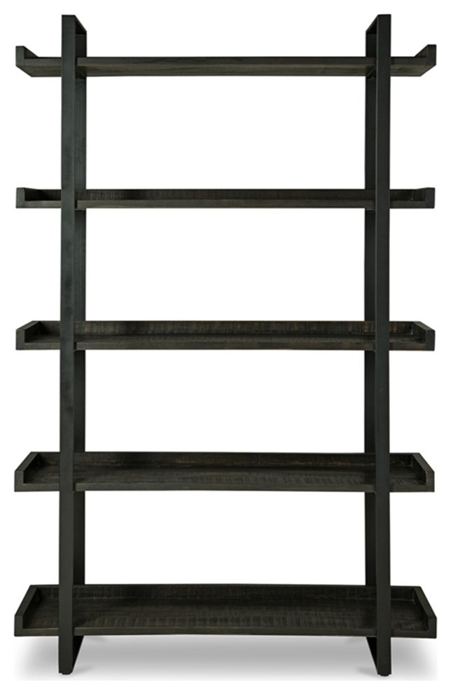 Ashley Furniture Kevmart Wood Bookcase in Grayish Brown  ampBlack Glazed   Industrial   Bookcases   by Homesquare  Houzz