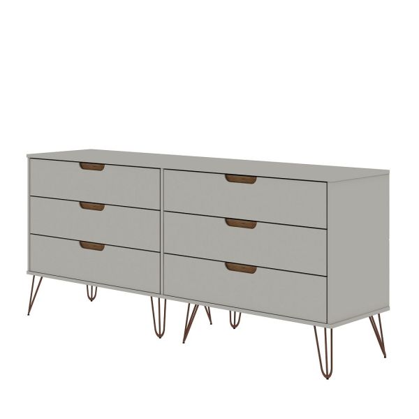 Rockefeller 10-Drawer Double Tall Dresser in Off White and Nature