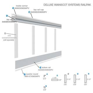 Ekena Millwork 58 in. X 96 in. X 3-12 in. Expanded Cellular PVC Deluxe Wainscot Moulding System WPKP0404X96BBDS