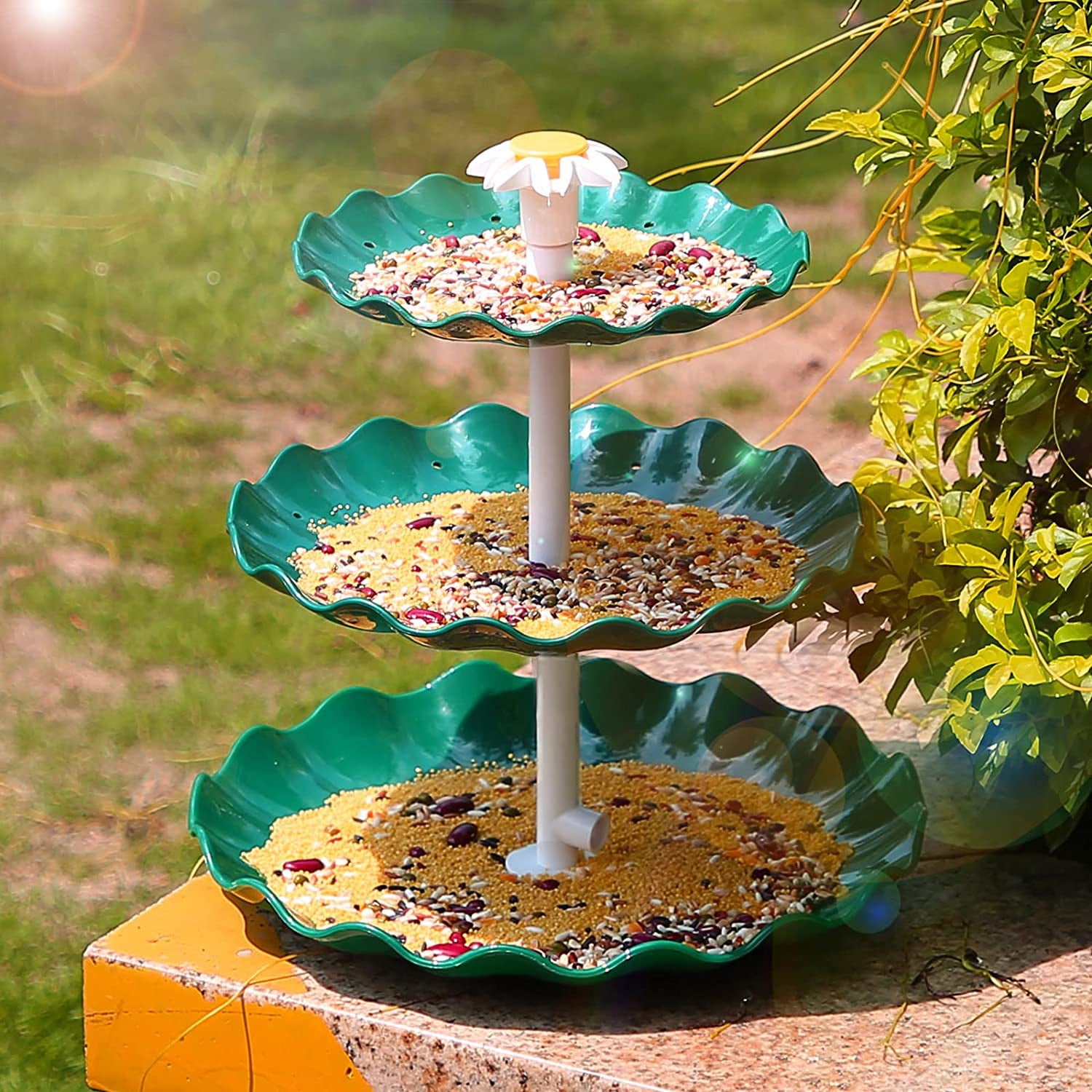 AISITIN 3 Tiered Bird Bath with 3.5W Solar Pump, DIY Solar Fountain Detachable and Suitable for Bird Bath, Garden Decoration, Outdoor Bird Feeder