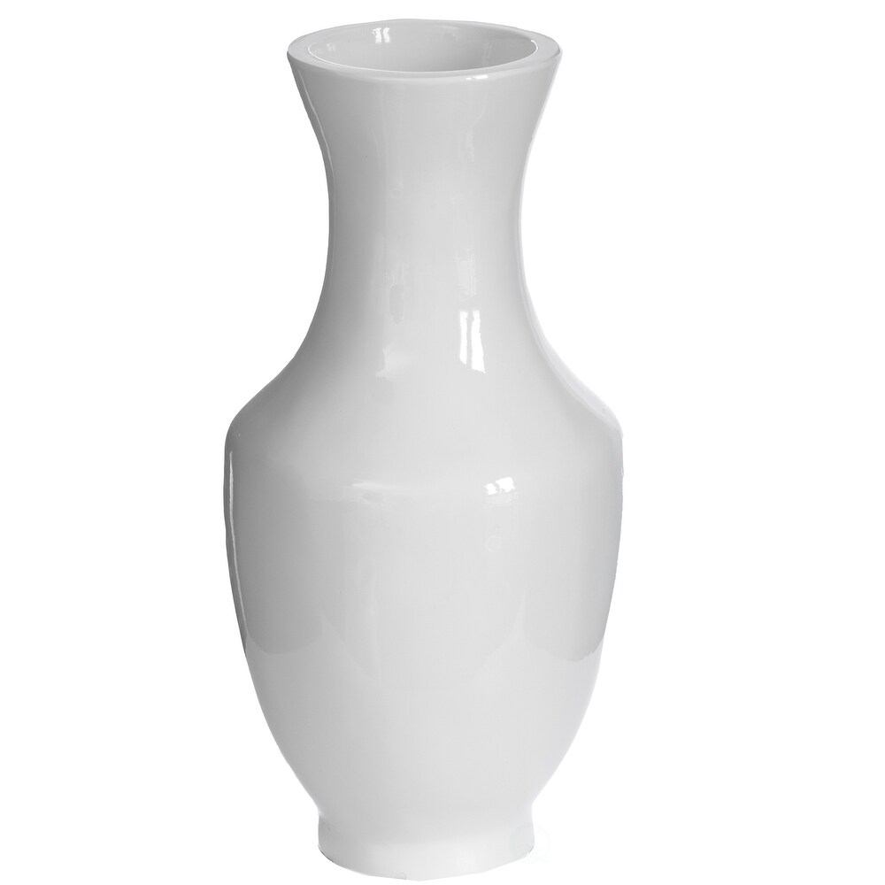 Modern Large flower vase  White Unique Trumpet Floor Vase  22 Inch High Floor Vase  Home Interior Decoration  Modern Floor Vase