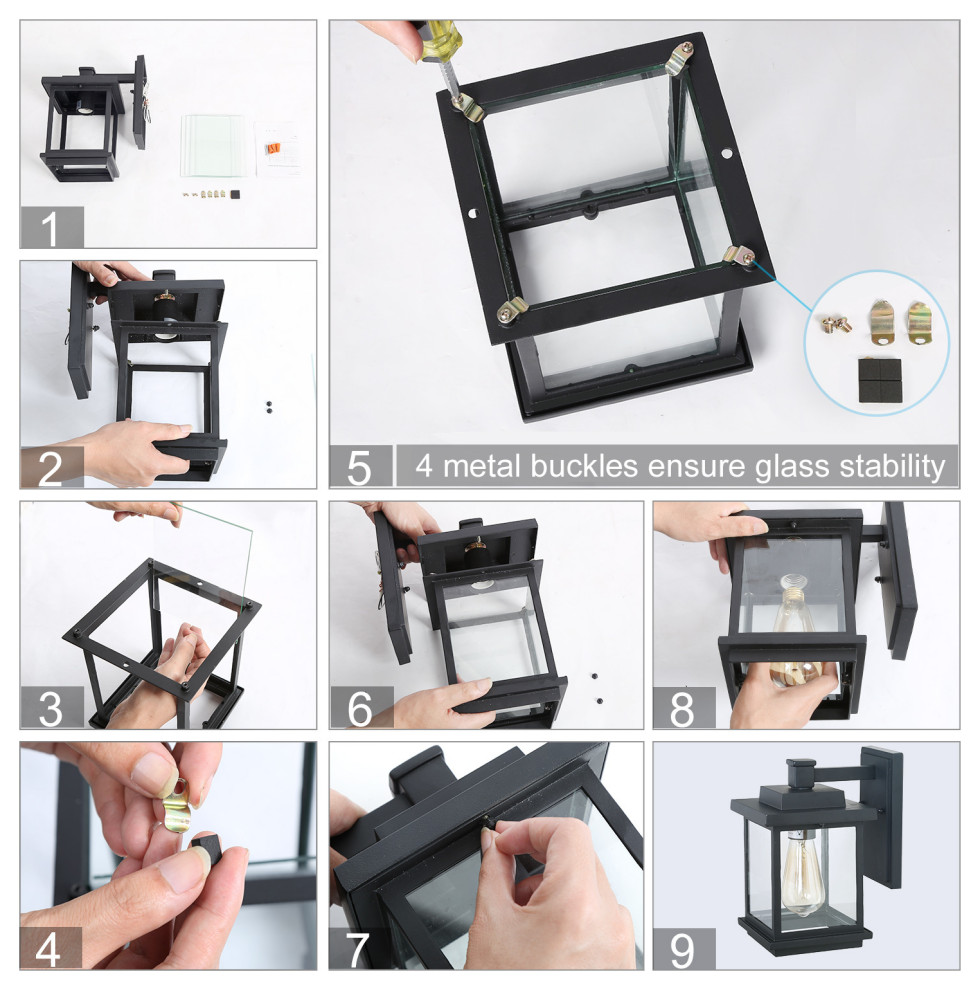 LNC 1 Light Farmhouse Matte Black Square Shade Outdoor Lighting 10.6 quotH   Transitional   Outdoor Wall Lights And Sconces   by LNC  Houzz