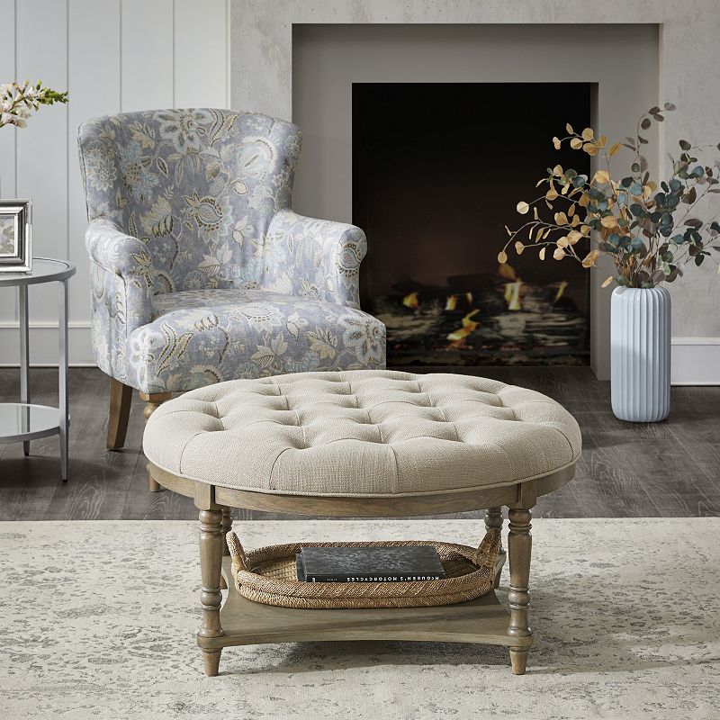 Martha Stewart Cedric Button Tufted Upholstered Ottoman