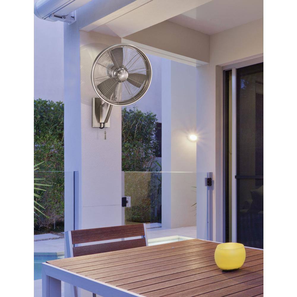 MINKA-AIRE Anywhere 15 in. IndoorOutdoor Brushed Nickel Wall Mount Fan F307-BN