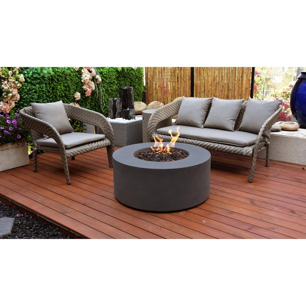 Modeno Venice 34 in. Dia Round Concrete Natural Gas Fire Table in Dark Gray OFG113-NG