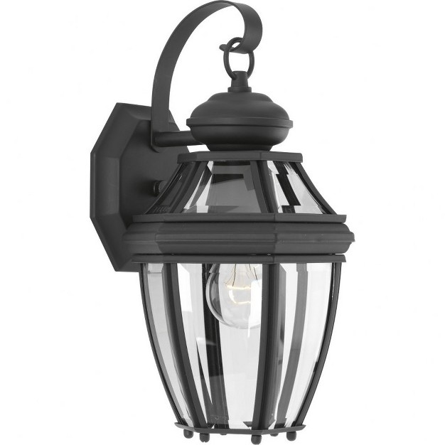 Progress Lighting New Haven 1 light Outdoor Small Wall Lantern In Black With Clear Beveled Glass Shade