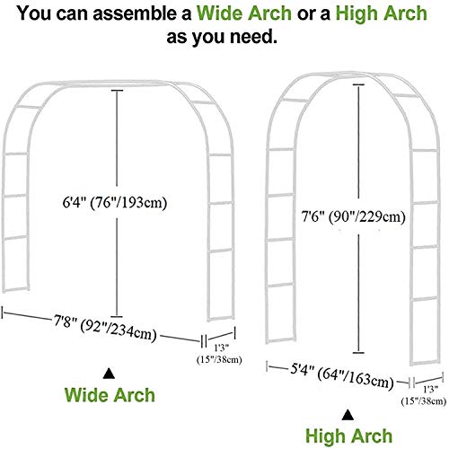 Tytroy Reconfigurable & Easy-to-Assemble Metal Outdoor & Indoor 7'6" Garden or Wedding Arch Arbor for Wedding Bridal Party Elegant Decorations & Garden Climbing Plants Vines (White 1PC)