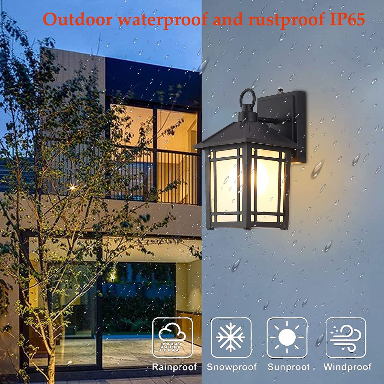 MONIPA Dusk to Dawn Exterior Light Fixture Outdoor Wall Lantern Wall Mount Patio Waterproof for House, Patio, Garage