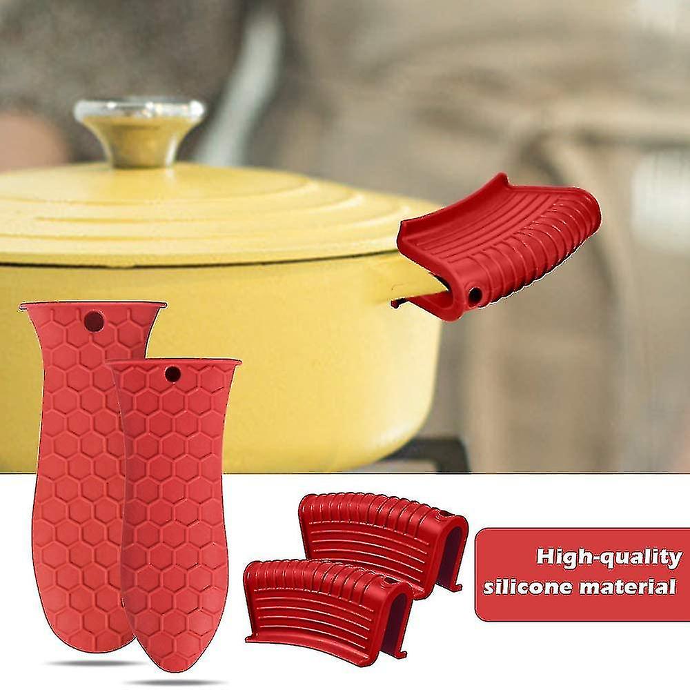 Silicone Hot Handle Holder， 4 Pack Assist Pan Handle Sleeve Pot Holders Non Slip Rubber Pot Holders