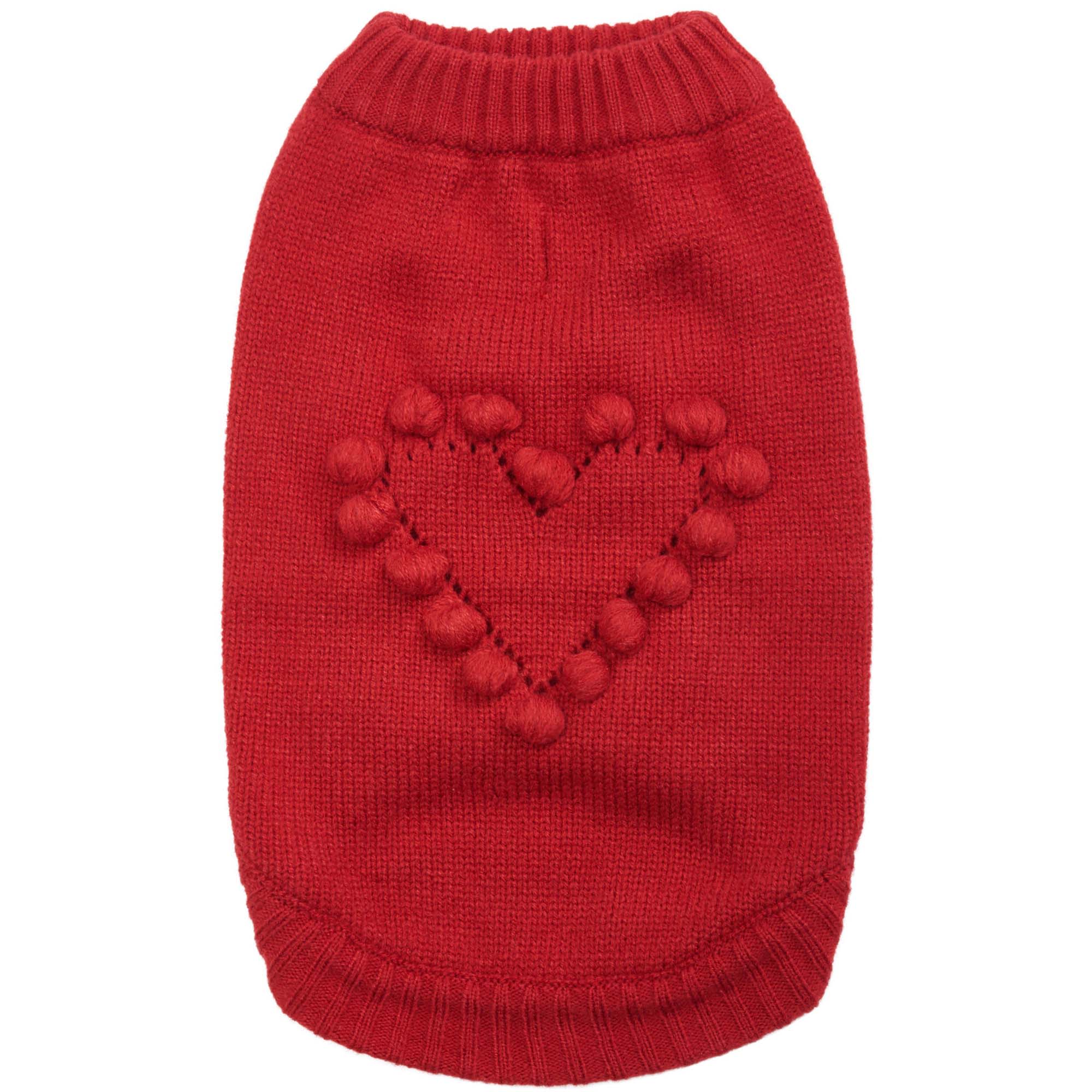 Blueberry Pet Red Heart For Love of Pets Dog Sweater， 3X-Small