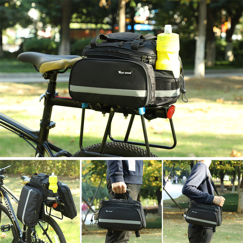 RTS Waterproof 3 In 1 Expandable Bicycle Trunk Bag Mountain Bike Rear Seat Cargo Carrier Cycling Travel Luggage Pannier