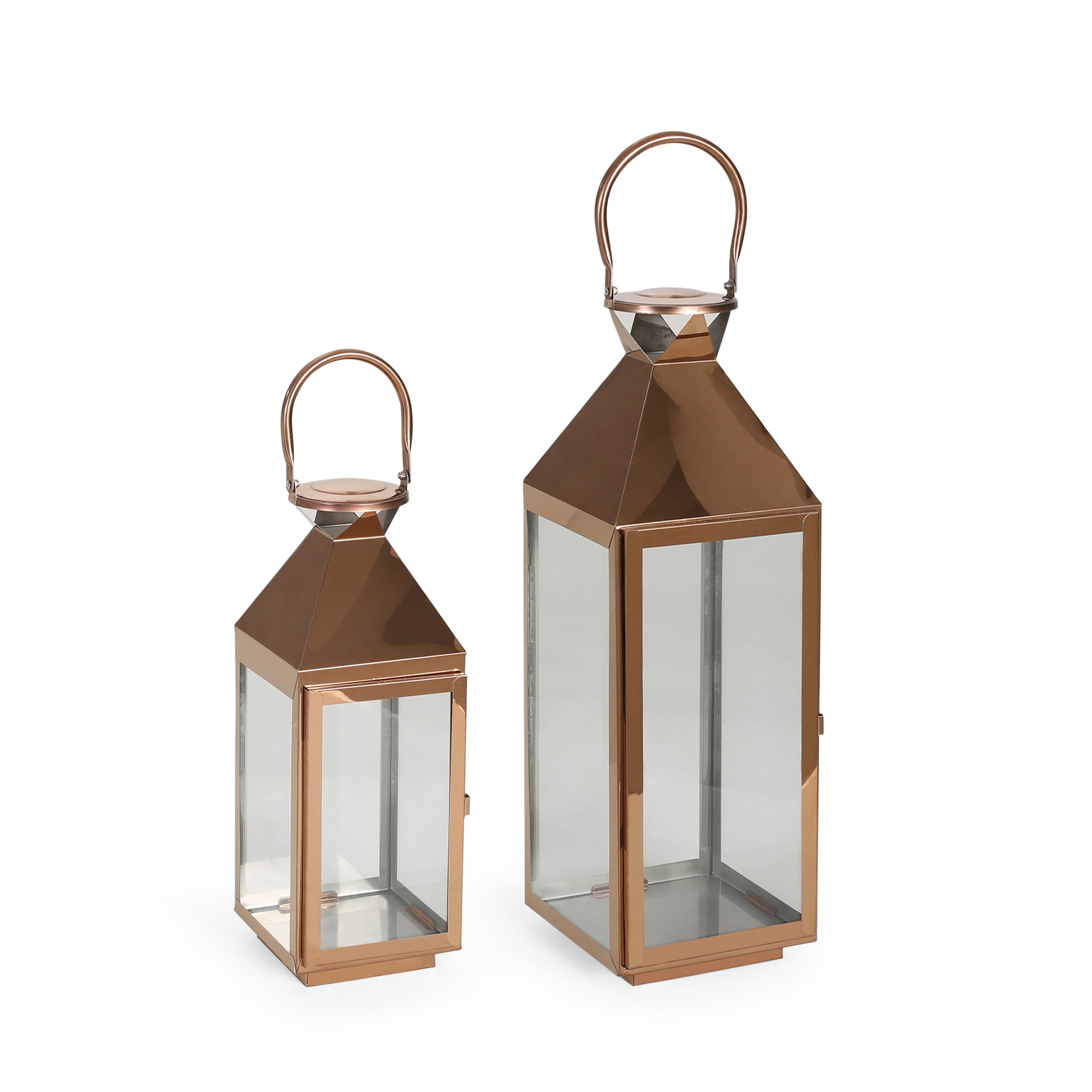 Cassien Modern Stainless Steel Lantern Set