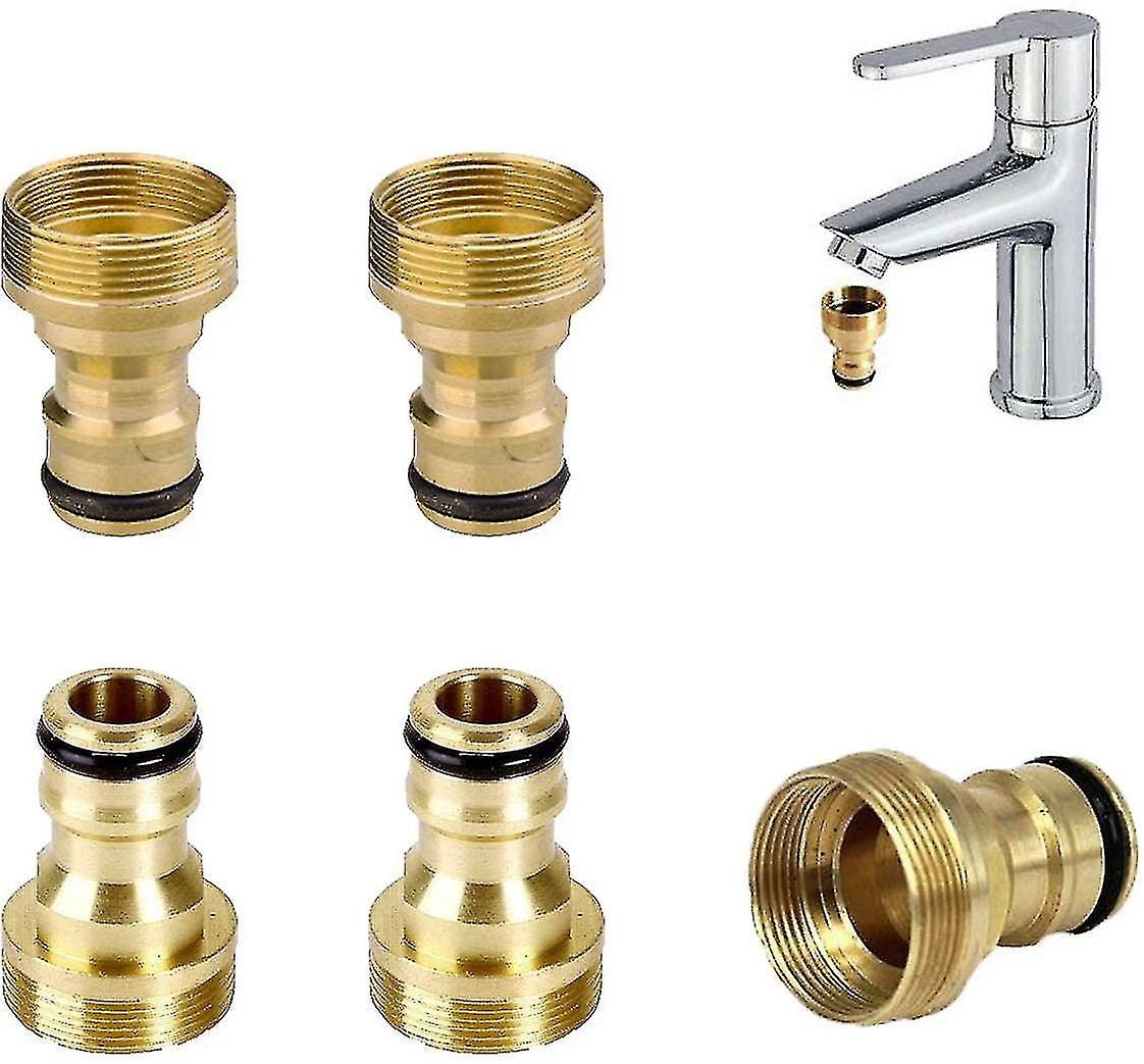 Brass Quick Connector，5pcs Anti-rust Faucet Connector Adapter Hose Threaded Faucet Universal Adapter Faucet Connector