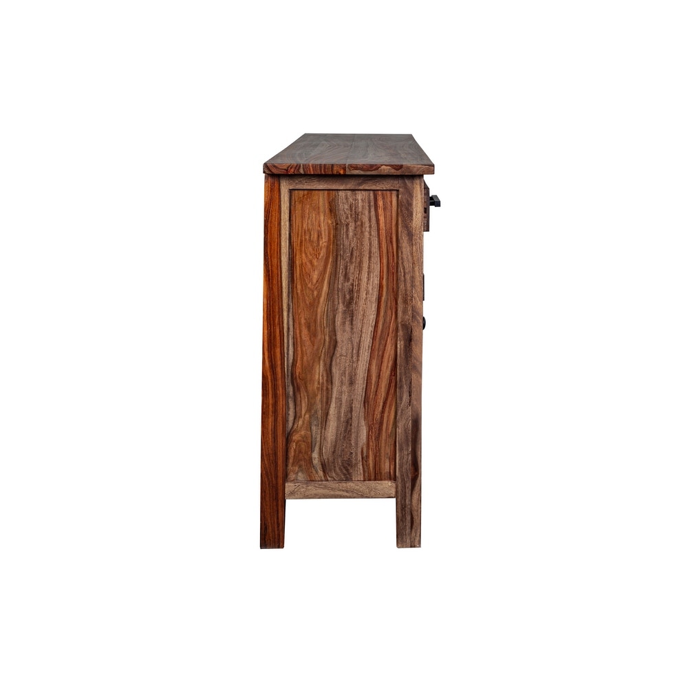 Porter Designs Kalispell Solid Sheesham Wood Sideboard Bar  Natural.