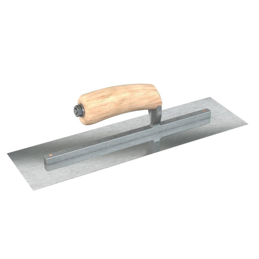 Bon Tool 16 in. x 4 in. Razor Stainless Steel Square End Finish Trowel with Wood Handle and Long Shank 66-312