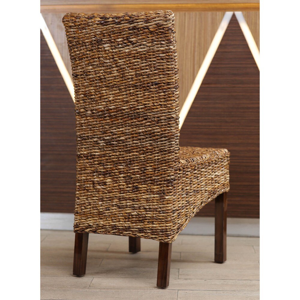 Gaby Woven Banana Leaf/Mahogany Dining Chair