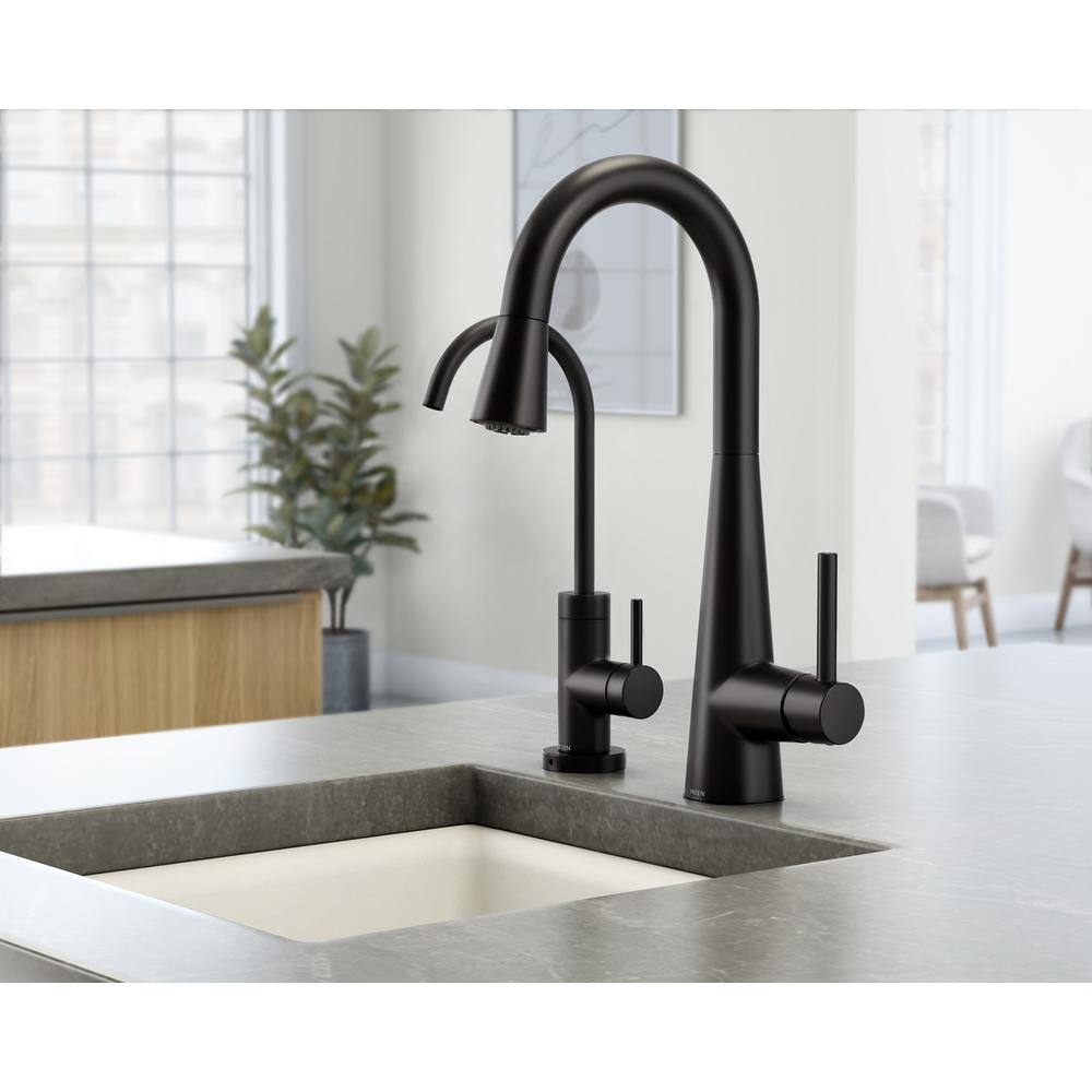 MOEN Sleek Single-Handle Pull-Down Sprayer Bar Faucet Featuring Reflex and Power Clean in Matte Black 7664BL