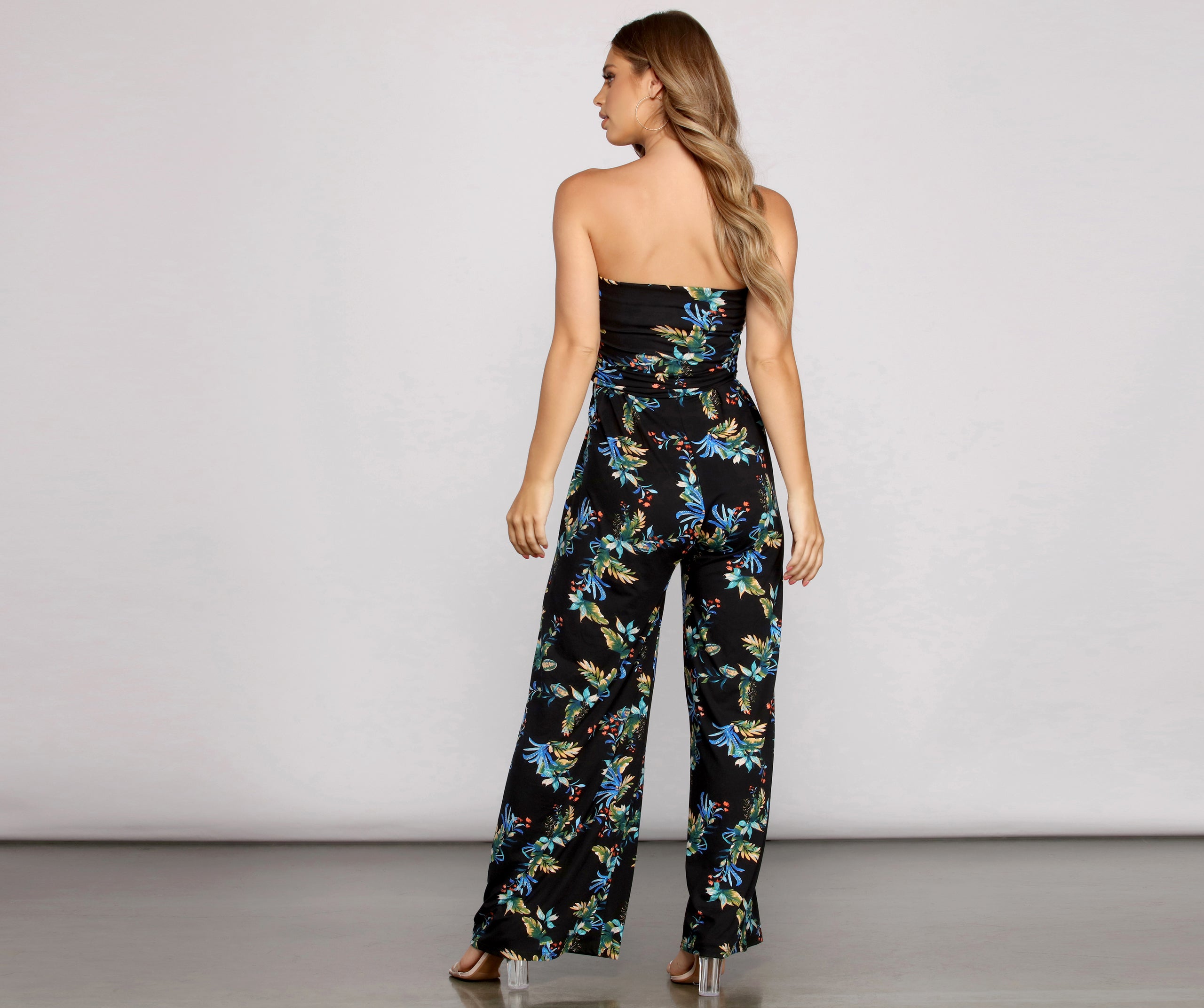 Island Vibes Floral Strapless Jumpsuit