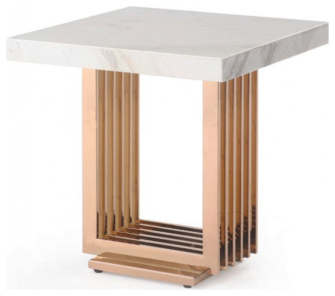 Andris Modern Marble and Rosegold End Table   Midcentury   Side Tables And End Tables   by Virgil Stanis Design  Houzz