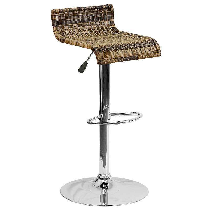 Emma and Oliver Wicker Adjustable Height Barstool with Waterfall Seat