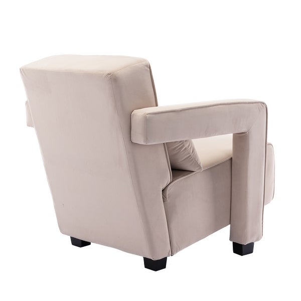 Modern Velvet Upholstered Armchair with Pillow， Armrest Single Sofa Accent Leisure Style Chair