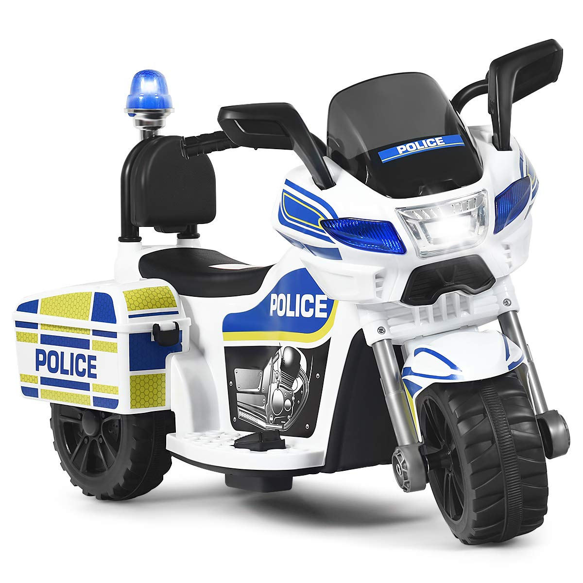 Costzon Kids Ride on Police Motorcycle, 6V Battery Powered Motorcycle Trike w/Horn