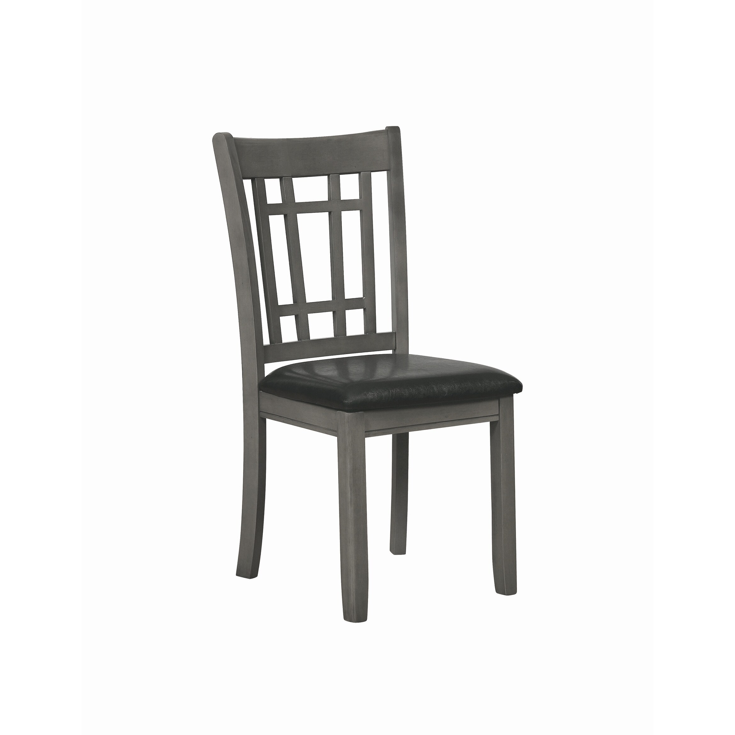 Cutout Back Wooden Dining Chair with Leatherette Seat，Black，Set of Two