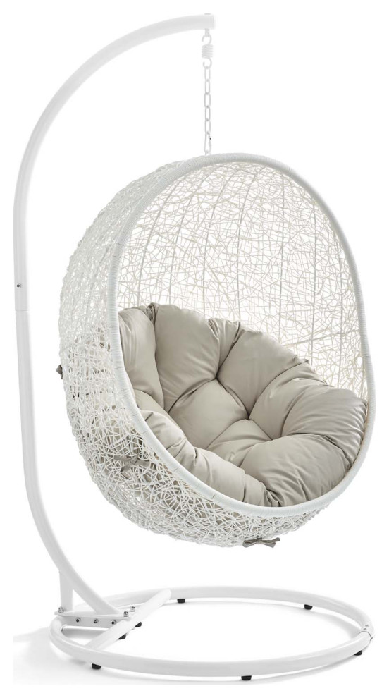 Hide Outdoor Wicker Rattan Swing Chair With Stand   Hammocks And Swing Chairs   by ShopFreely  Houzz