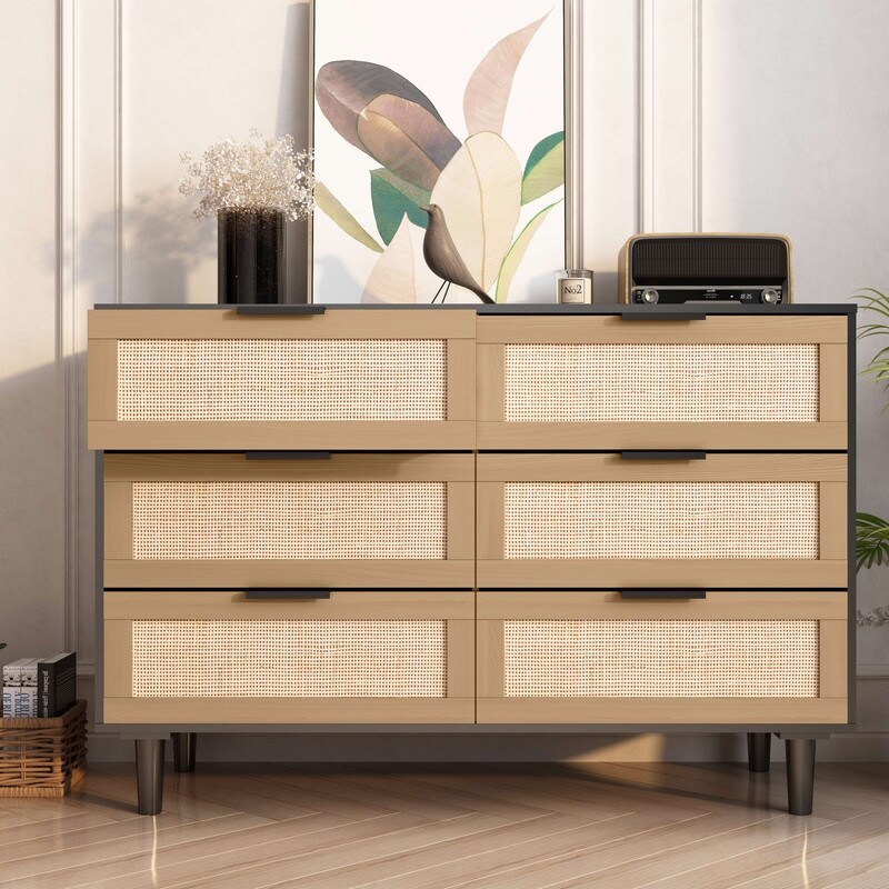 6 drawers Rattan dresser Rattan Drawer