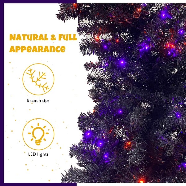 6FT Artificial Fir Bent Top Halloween Christmas Tree with 300 LED Lights Xmas Halloween Style