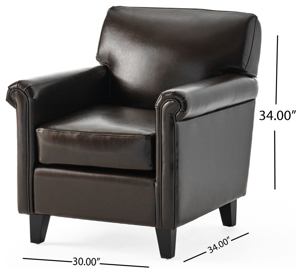 GDF Studio Bristol Leather Club Chair   Transitional   Armchairs And Accent Chairs   by GDFStudio  Houzz