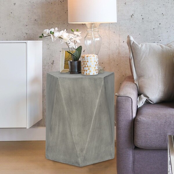 Adeco Modern Concrete Indoor Outdoor Hexagon Side Table