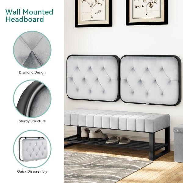 PU/Fabric Wall Mounted Headboard Multifunction Upholstered Headboard - - 37842150