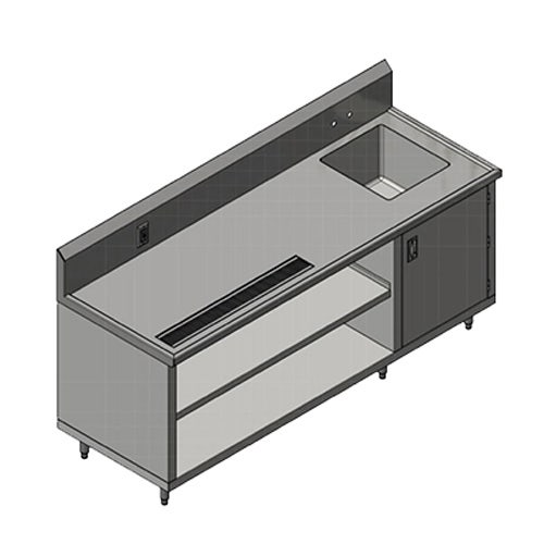 John Boos 4CB4R10-3096-R Beverage Table， Cabinet Base With Open Front， 96