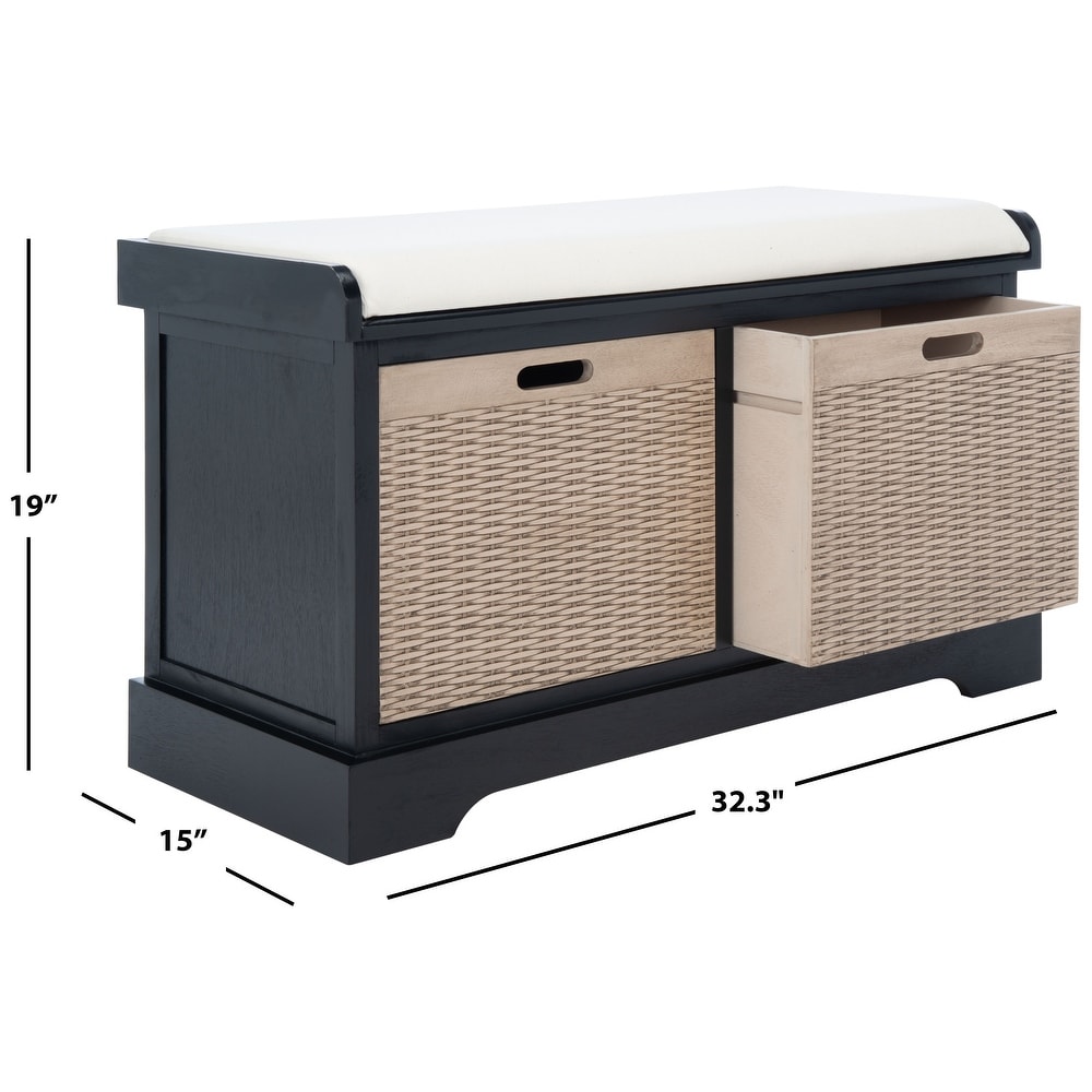 SAFAVIEH Landers 2 Drawer with Cushion Storage Bench   32.3\