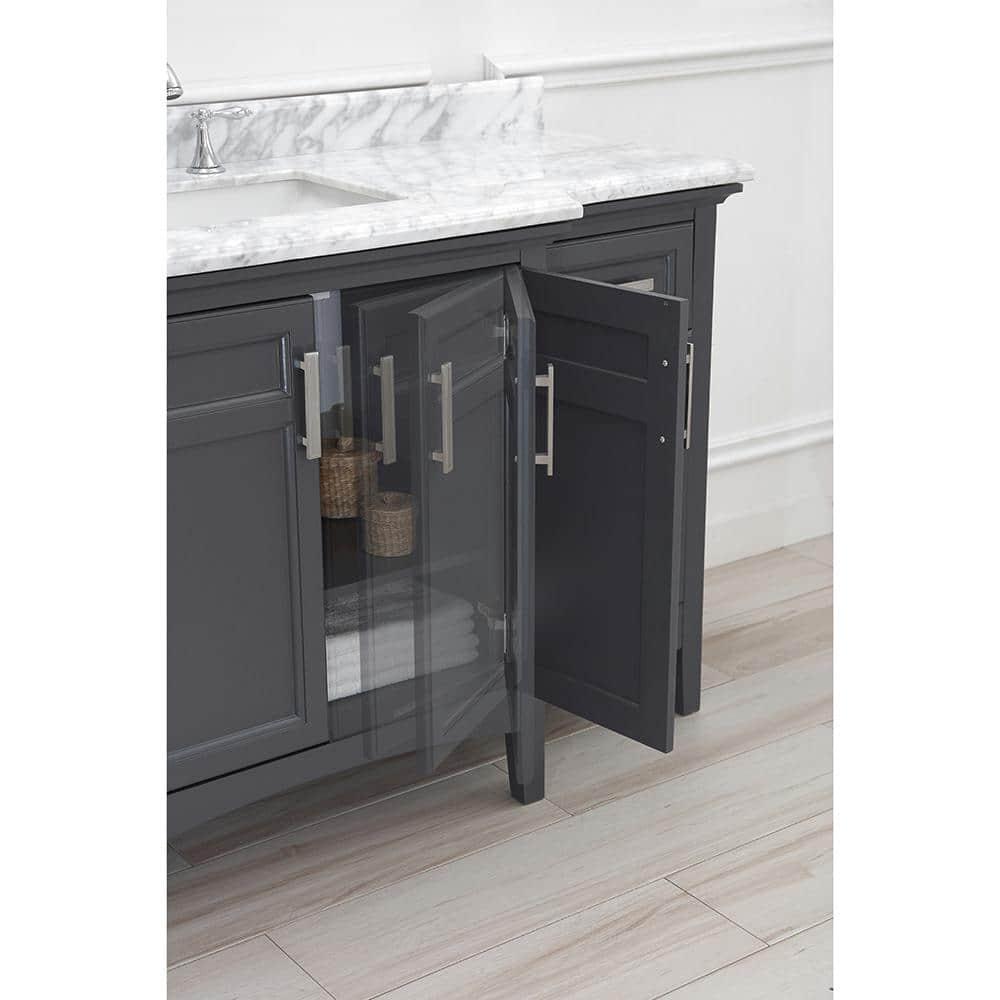 Home Decorators Collection Sassy 60 in W x 22 in D Vanity in Dark Charcoal with Marble Vanity Top in White with White Sink