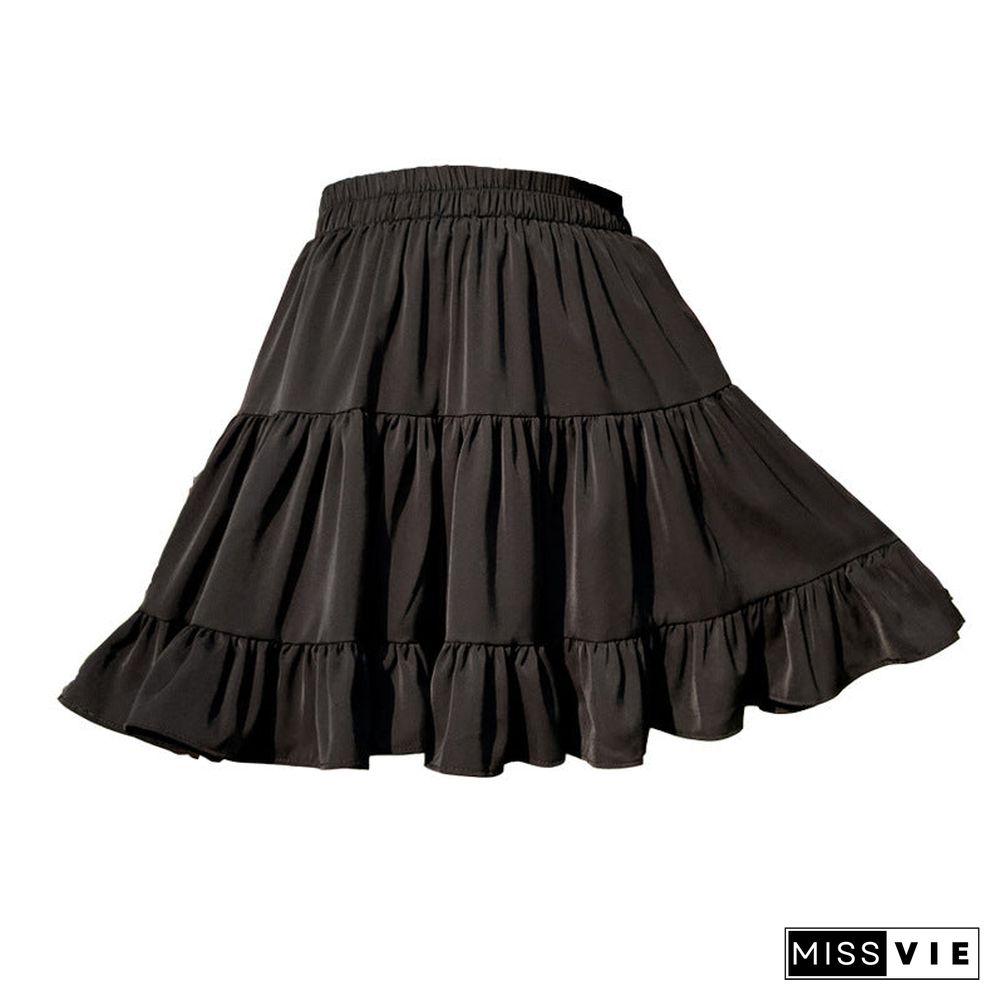 Slimming Ruffled Band Waist Layered Ruffle Mini Skirt