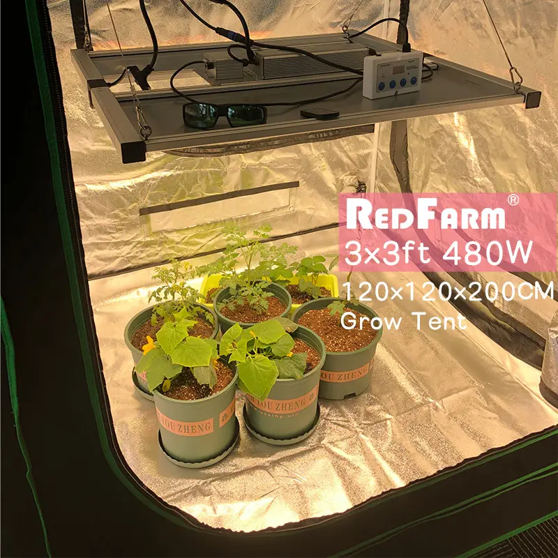 Hydroponic indoor garden 600D grow box 60x60cm 90x90cm 120x120x200cm redfarm LED light grow box complete kit