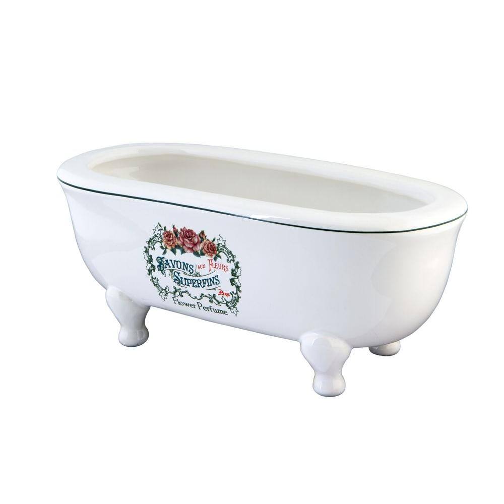 Kingston Brass Savons Aux Fleurs Double Ended Claw Foot Tub Soap Dish in White HBATUBDEW