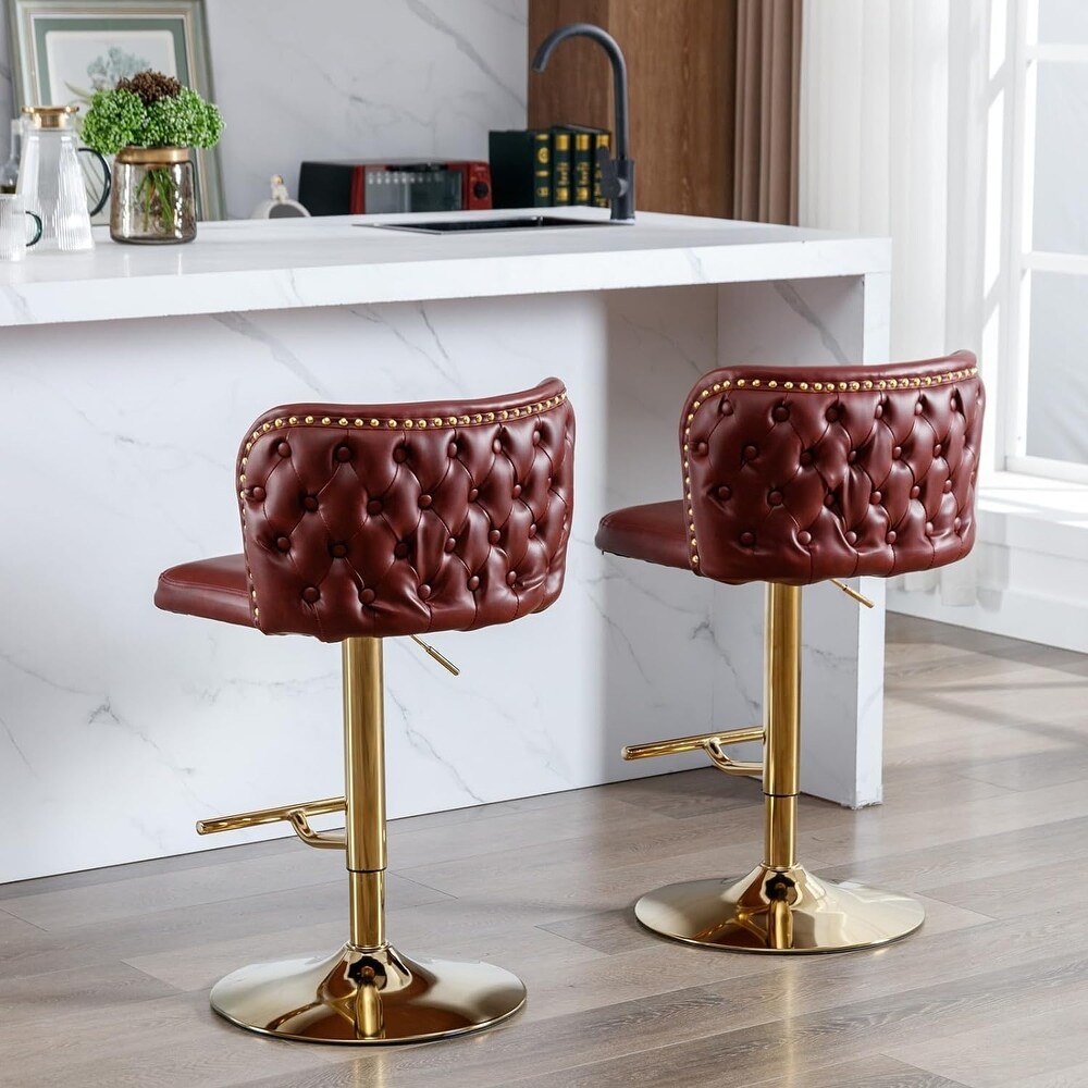 Swivel Barstools Adjusatble Seat Height  Modern PU Upholstered Bar Stools ( Set of 2)