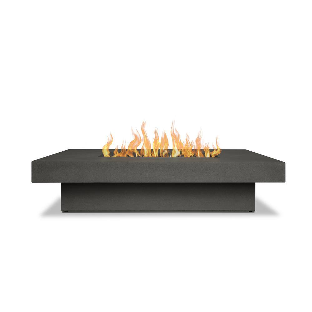 JENSEN CO Scarborough 60 in. L X 14 in. H Outdoor GFRC Liquid Propane Fire Pit in Carbon with Lava Rocks 1581LP-CBN